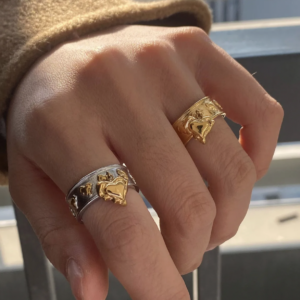 Silver & Gold Anillo de corazón